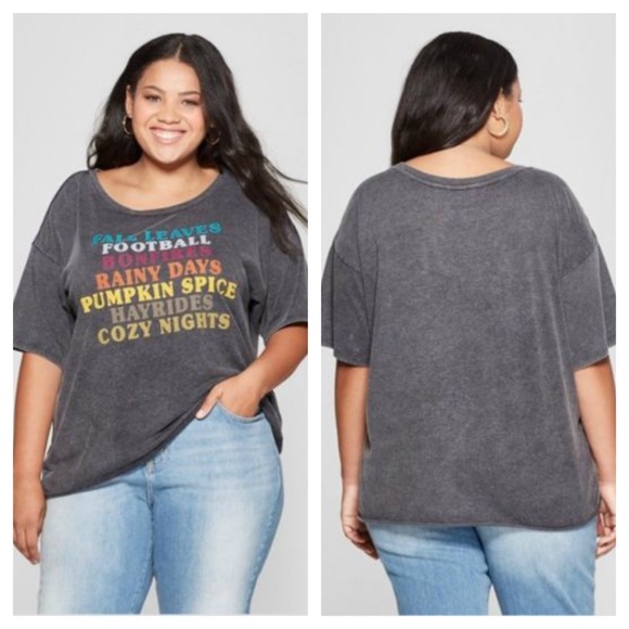 Fifth Sun Tops - NWT Fall Favorites Graphic T-Shirt - Black - 